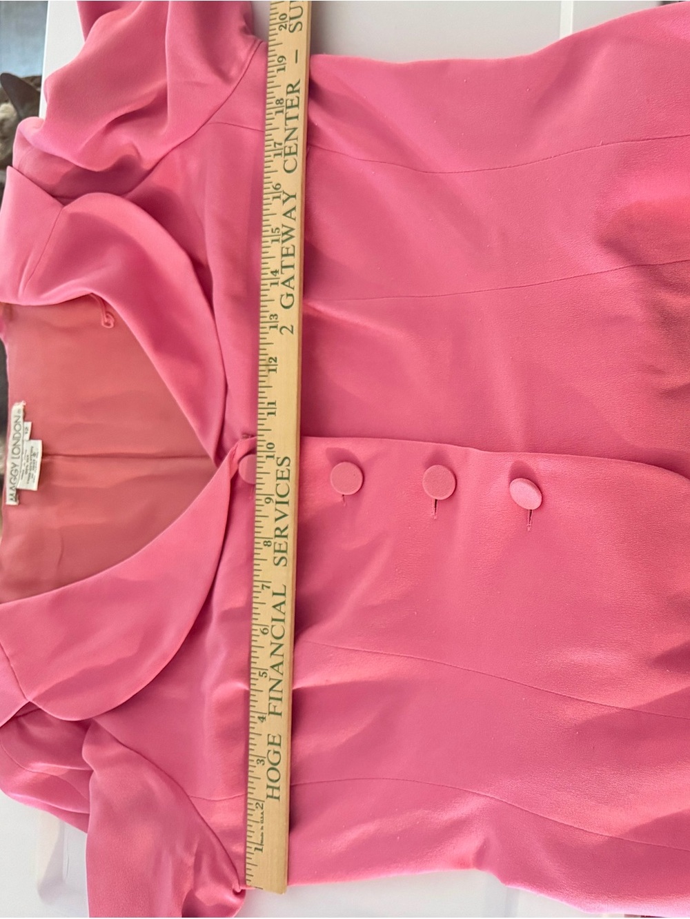 Vintage Maggy London Vibrant Pink Two-Piece Silk Skirt Suit Set Size 12 - Picture 6 of 10